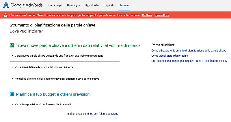 Scelta delle parole chiave